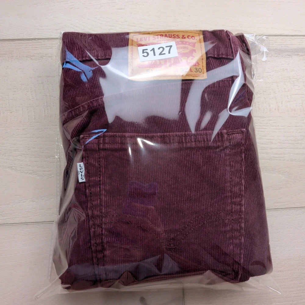 Levi's 514 Corduroy Pants Mens 32x30 Straight Fit Burgundy Maroon Stretch Pants
